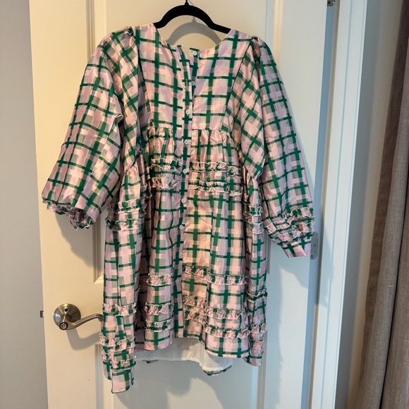 Dream Sister Jane Stuck at Sea Pink Green Plaid Dress | S - Picture 3 of 8